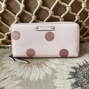 Pink Sparkle Dot KATE SPADE Full Size Zipper Wallet
